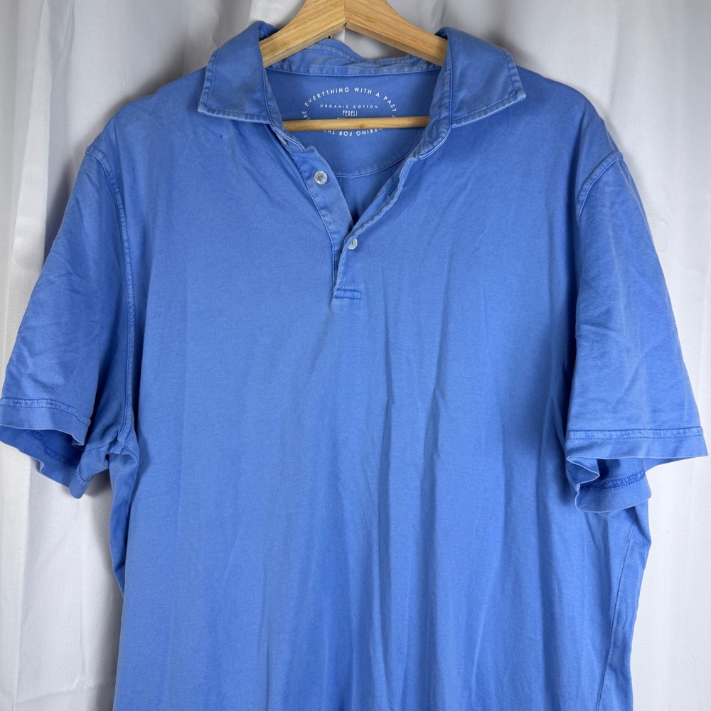 Fedeli Mens Organic Cotton Polo Shirt Blue Made in Italy Size 56 Short Sleeve